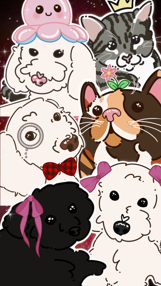 VyxsinHex's tweet photo. So I MAY have made more and turned them into a wallpaper for my phone 🥹 I love my fur babies!!! 💜 https://t.co/rIVdytdAxg