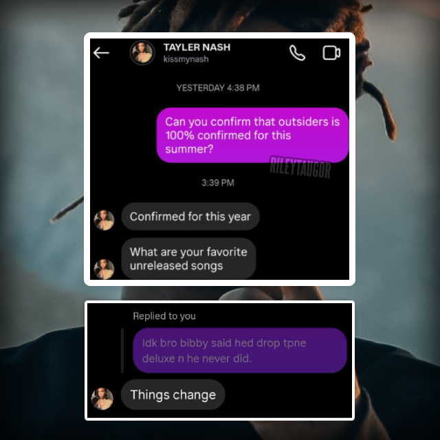 RileyTaugor's tweet photo. Tayler Nash has confirmed that Juice WRLD’s upcoming album The Outsiders is dropping this year while also showing interest in fans favorite unreleased songs 👀 https://t.co/kkmOyQMmFk