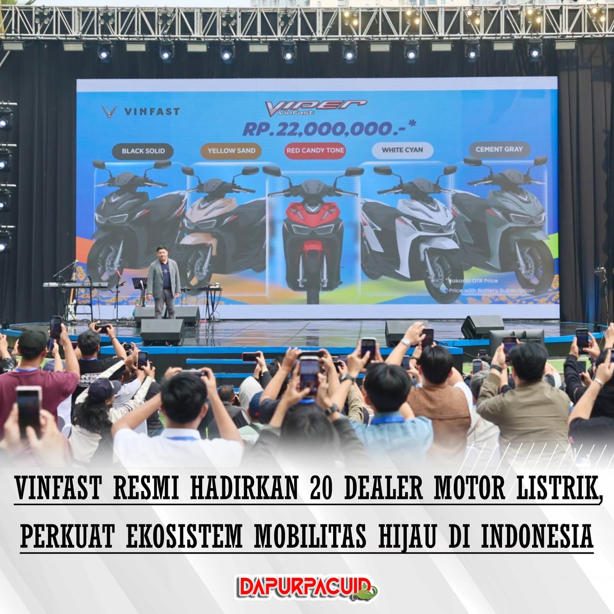 Dapurpacu_id's tweet photo. VinFast semakin memperkuat langkahnya di pasar kendaraan listrik Indonesia dengan membuka 20 dealer resmi e-motorcycle di berbagai wilayah. 

#vinfastindonesia #vinfast #vinfastemotorcycle #vinfastevo #vinfastfelizii #vinfastviper #motorlistrik

@VinFastofficial @VinFastID https://t.co/X848R0Cf6M