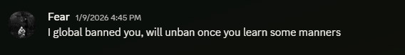 BatmanNix's tweet photo. 6 months ago I was Global banned from @VitalScrims for saying to Manua12 in the finest community server "Looks like you care more Finest than Vital rn" and i think its stupid since manu didnt even see the message and now no mods are reading dms please someone help. @ManuA12 https://t.co/suq1tM1AKN