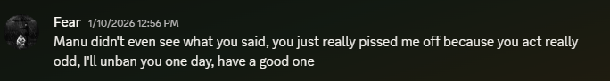BatmanNix's tweet photo. 6 months ago I was Global banned from @VitalScrims for saying to Manua12 in the finest community server "Looks like you care more Finest than Vital rn" and i think its stupid since manu didnt even see the message and now no mods are reading dms please someone help. @ManuA12 https://t.co/suq1tM1AKN