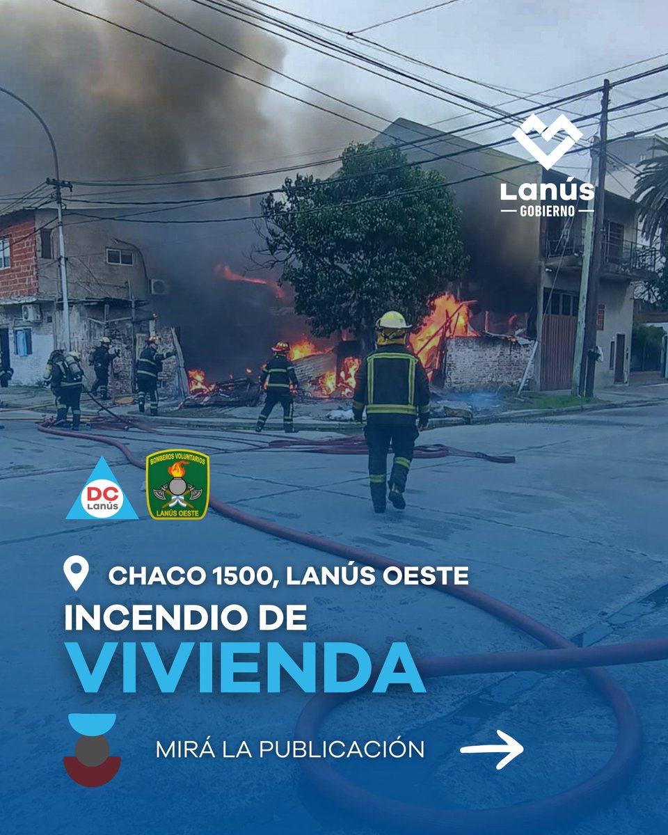DefcivilLanus's tweet photo. 🔥 Incendio con pérdidas totales en Lanús Oeste

Personal de Defensa Civil Lanús intervino en un incendio de vivienda registrado sobre la calle Chaco al 1500, en Lanús Oeste, donde una finca sufrió daños totales. https://t.co/vNpN7w7Qpc