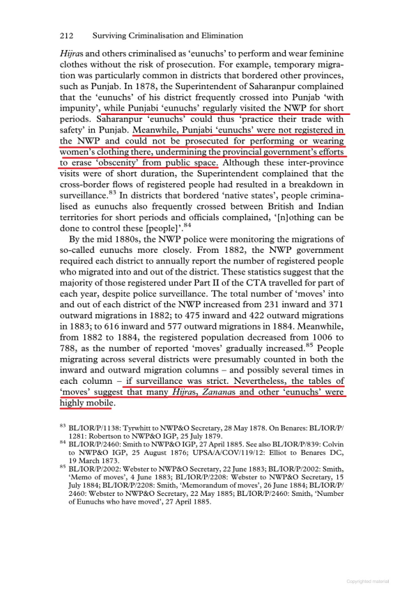 Jailbreak010101's tweet photo. @Copywriter5940 Source:Governing Gender and Sexuality in Colonial India The Hijra,1850-1900 By Jessica Hinchy Punjabi conquest during the British era? Punjabi Hijras invaded the North-Western Provinces (NWP, modern-day Uttar Pradesh). The NWP police allowed it by dancing https://t.co/IelGzKNf9S
