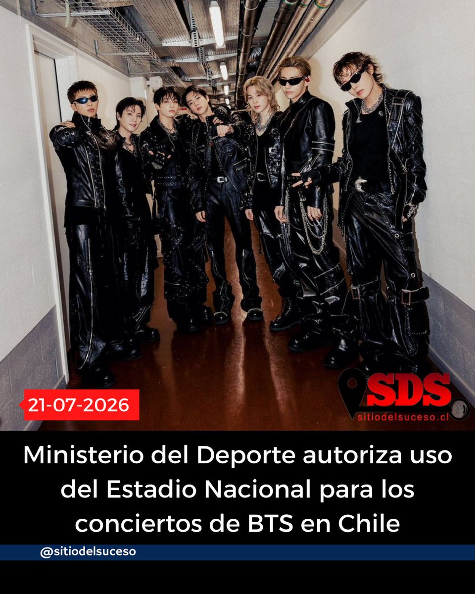 sitiodelsuceso's tweet photo. Ministerio del Deporte autoriza uso del Estadio Nacional para los conciertos de BTS en Chile

Detalles en ➡️  https://t.co/5cDmr93f1v https://t.co/T6hiai7fe7