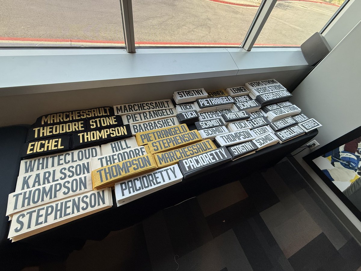 TheTylerKasch's tweet photo. If you’re coming to the VGK equipment sale tomorrow at @CityNatlArena stop in at The Arsenal and pick up some jersey customization materials for CHEAP! https://t.co/dovW4XxTgy