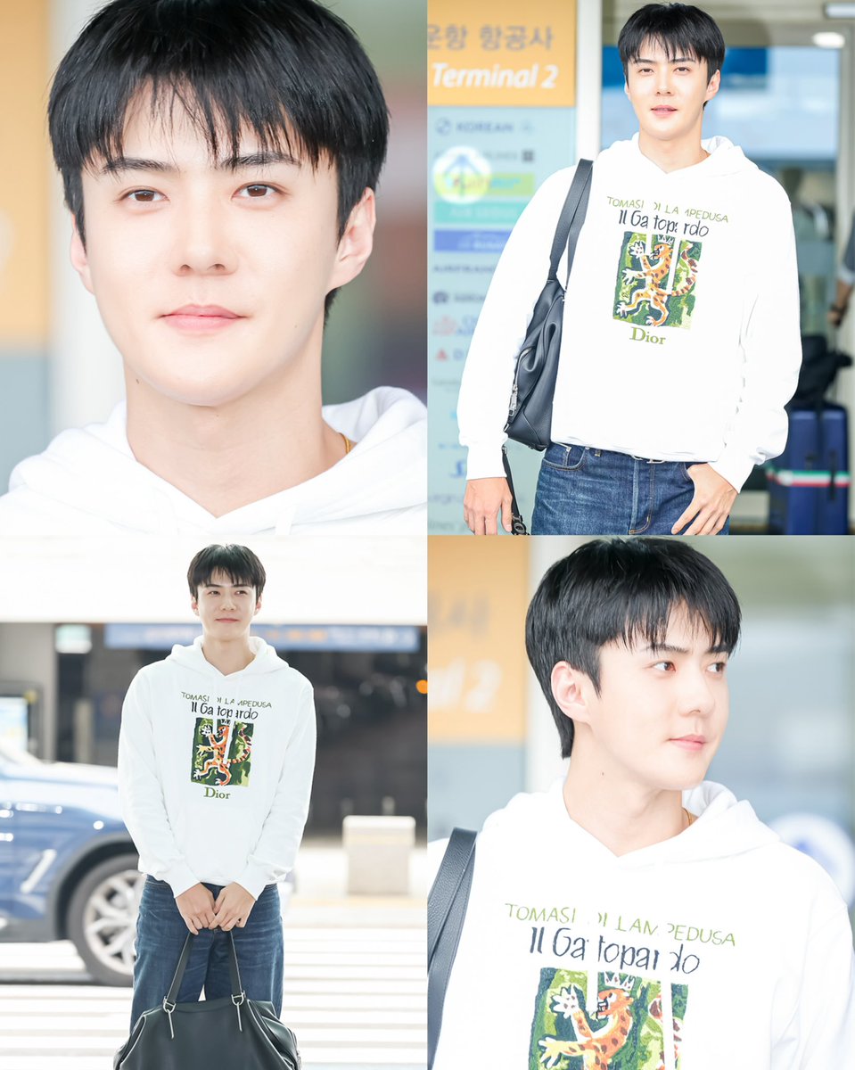 xunhuas's tweet photo. HD press photos of Sehun in Dior at ICN Airport on the way to Bangkok, Thailand today! 📸🇹🇭 https://t.co/SBZOafhJmF