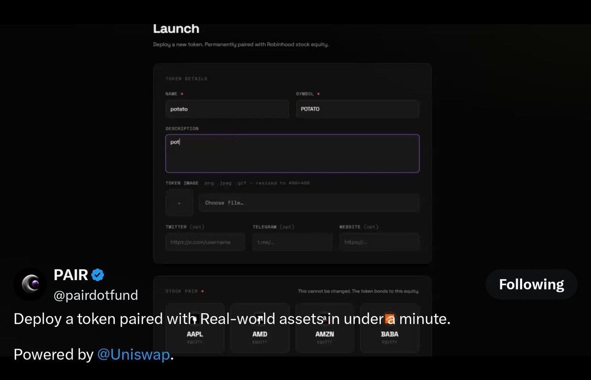 Pipstune's tweet photo. Bid this $Potato launch via new Launchpad Pairdotfun @pairdotfund

This is first coin and team pairdotfun launched check this video

CA : 0x2abe780a821d4d49dd7fe3529ac36be0a983c0f1

5k mcap
#dyor https://t.co/tQd3vJyYCF