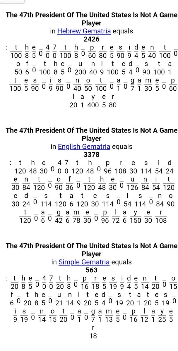 XFamily369's tweet photo. "The 47th president of the United States is not a game player." gematria calculator 

Elon Musk Owns XRP Okay.   👀💥💥

Wow! 🤯 https://t.co/M4OoWIFtYe