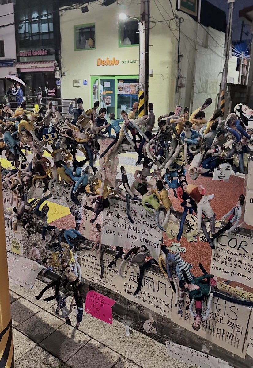 huecortis's tweet photo. the amount of cortis dolls behind the hybe building now is actually crazy 😭 https://t.co/2w6PEAWhST