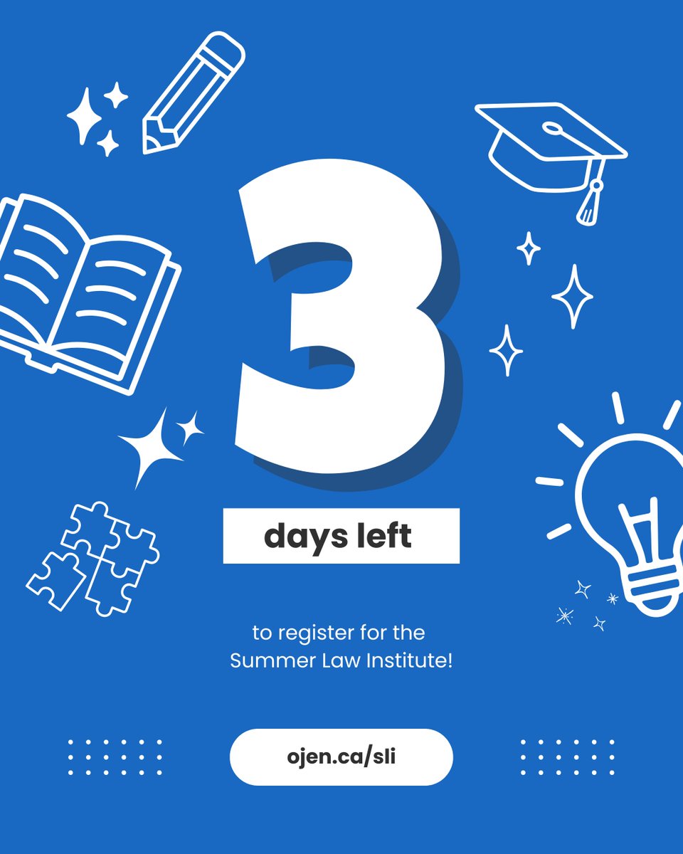 OJEN_ROEJ's tweet photo. Registration for the Summer Law Institute closes in THREE days! Our annual PD event for secondary school teachers of law and civics happens next week, on August 25th &amp; 26th. Learn more and register: https://t.co/TBSlCBkWsb https://t.co/dEXFOHOg7B