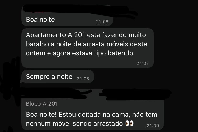 advdegato's tweet photo. aparentemente a família que mais faz barulho no condomínio todo se sente incomodada com o barulho… 
…dos outros
e ainda acusa a pessoa errada
bom demais morar em condomínio mesmo viu https://t.co/cAZ3UpvEYP