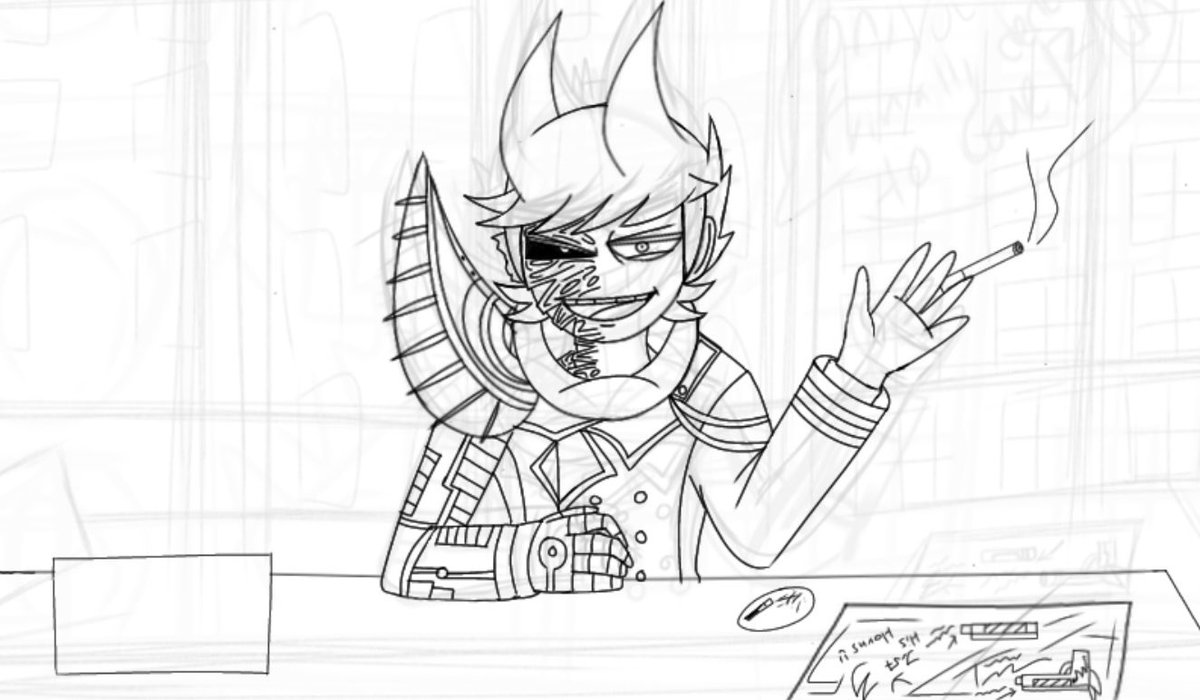 Retorrd's tweet photo. This is a wip but I could imagine if TBATF chapter 9 had Tord just waiting for Edd to turn himself in like this.
#tbatf #tord #redleader #redleadertord https://t.co/hAZ8JRcV7C