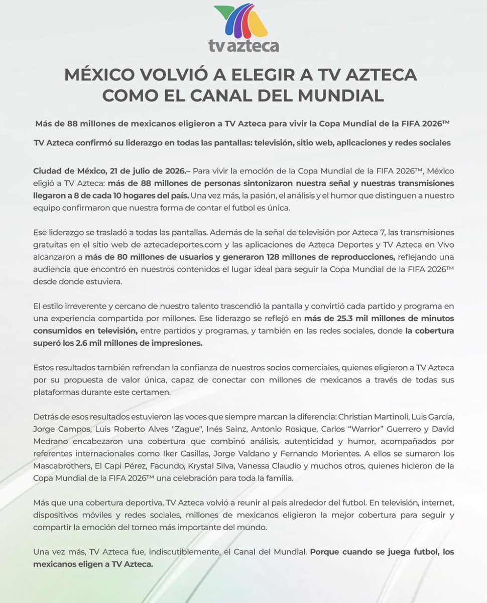 HalloweenSalem2's tweet photo. Una vez más le salió el tiro por la culata  a @Claudiashein y sus esbirros que llamaron a boicotear @Azteca , 88 millones eligieron la cobertura del mundial, la mayor parte de la población eligió @AztecaDeportes.

Su llamado a no ver la televisora de @RicardoBSalinas fue la mejor publicidad gratuita que pudo tener.