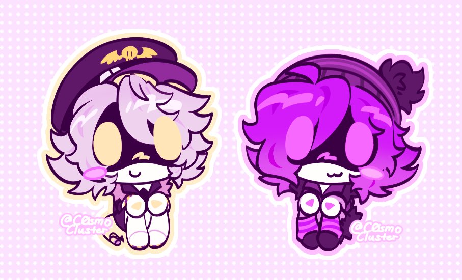 C0smoCluster's tweet photo. I am slowly working on more merch.. they will be stickers!!! (Inspired by the looking up chibi figures :P)

#murderdrones https://t.co/Or4JdeVWGW