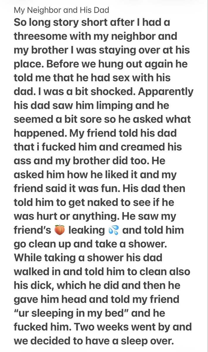 goodboy4daddy2's tweet photo. CAN YOU BELIEVE? A NEW CONFESSION DROPPED!🚨
It’s important that all daddies remember that ANY boy can be given the same treatment as his own son. In fact it’s encouraged. It was very fortunate the author had such friendly and generous neighbors.
#gaytaboo #dadson #dadson #perv #ConfessionTime
