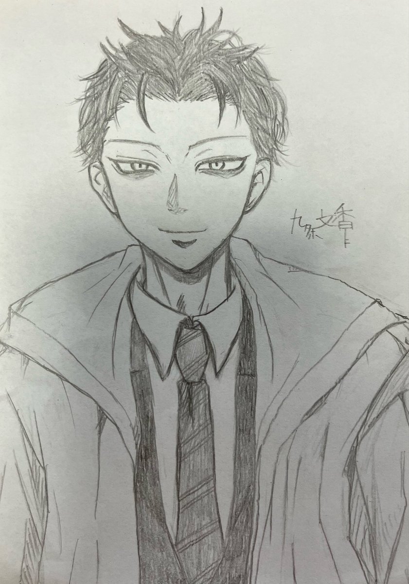 Masamune03M07's tweet photo. #死印
印人　真下さんを描いてみました✏️_
鉛筆画ですが、もっと綺麗に描けたらいいなぁ😅もっと練習します💪✨ https://t.co/smJIqlMPOt