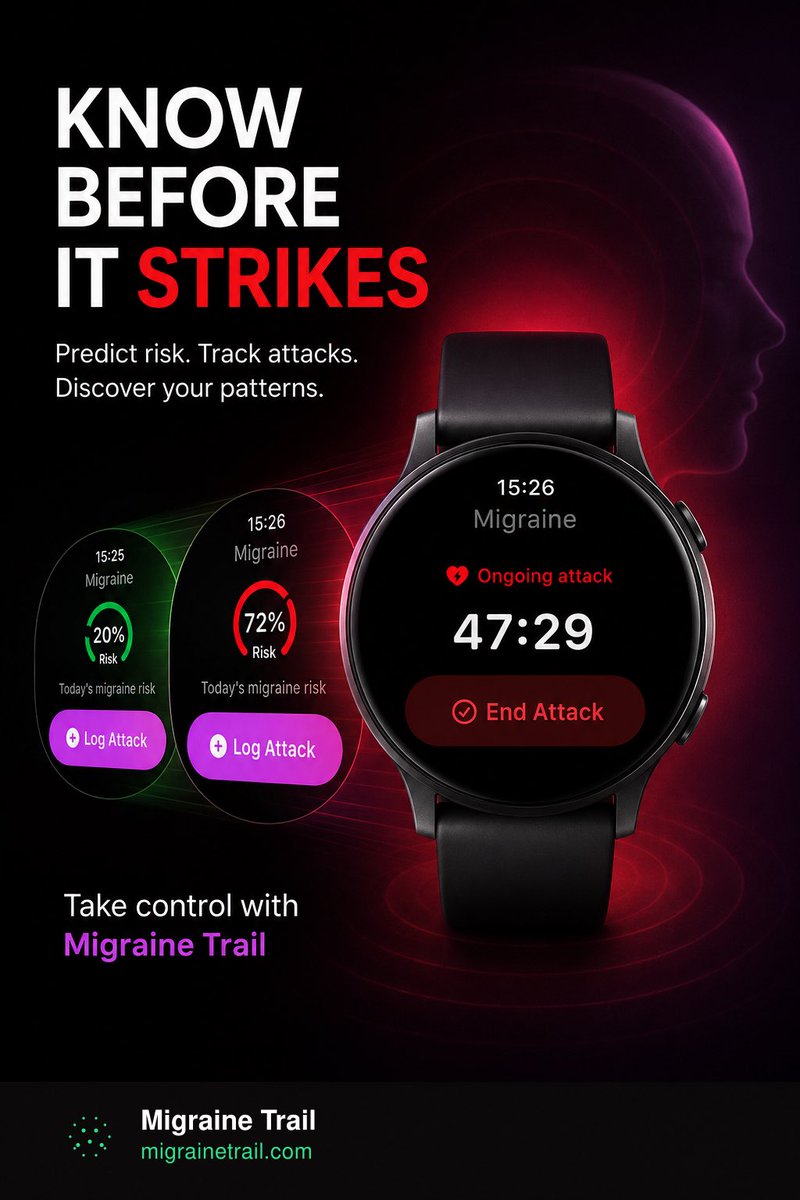 MigraineTrail's tweet photo. A migraine can change your day in minutes. What if you could see the risk rising before it strikes? ⚡
Know your patterns. Be better prepared. Take back control.

https://t.co/KKq7QCJ4Ff

#MigraineTrail #MigraineAwareness #MigraineTracker #ChronicMigraine #HeadacheDiary #apple https://t.co/aHLIaL69Cy