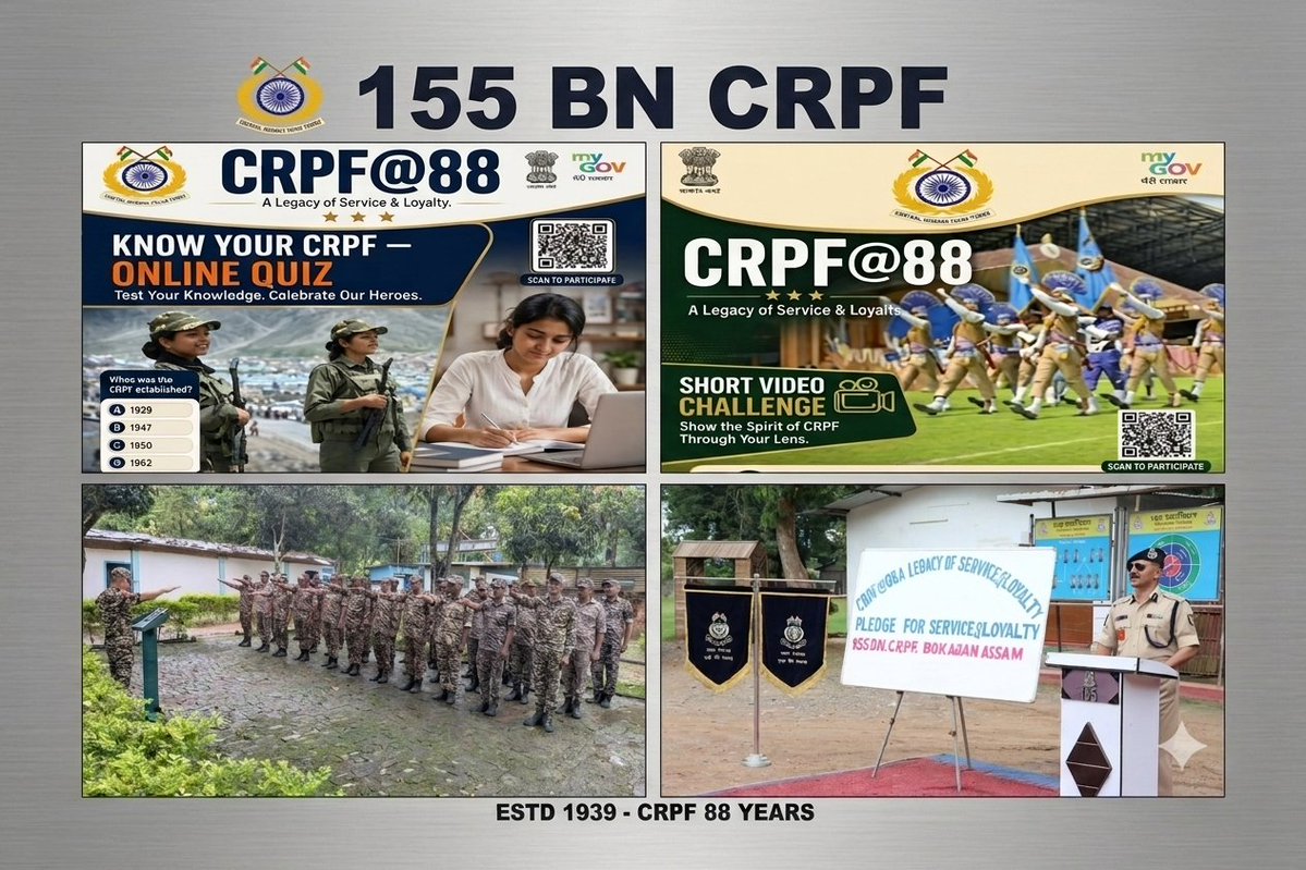 crpf155bn's tweet photo. AS PART OF THE ONGOING #CRPF@88 CELEBRATIONS, OFFICERS AND JAWANS OF 155 BN CRPF ENTHUSIASTICALLY PARTICIPATED IN THE "PAINT THE SPIRIT OF CRPF" CONTEST, THE "PLEDGE FOR SERVICE &amp; LOYALTY" CAMPAIGN, THE CRPF SHORT VIDEO CONTEST, AND THE ONLINE QUIZ FOR CRPF PERSONNEL.155BNCRPF@88 https://t.co/Zh4HJjBLdA