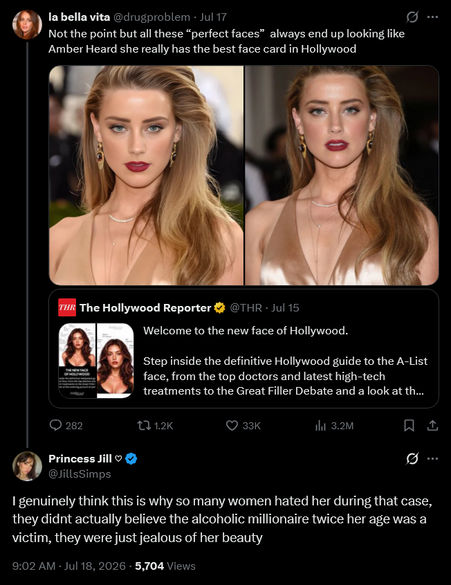 KenFarmer's tweet photo. Women didnt hate Heard because she was an abused, but because she was too pretty? 
🙄
Literally anything but accountable. https://t.co/alFx9lV5zY
