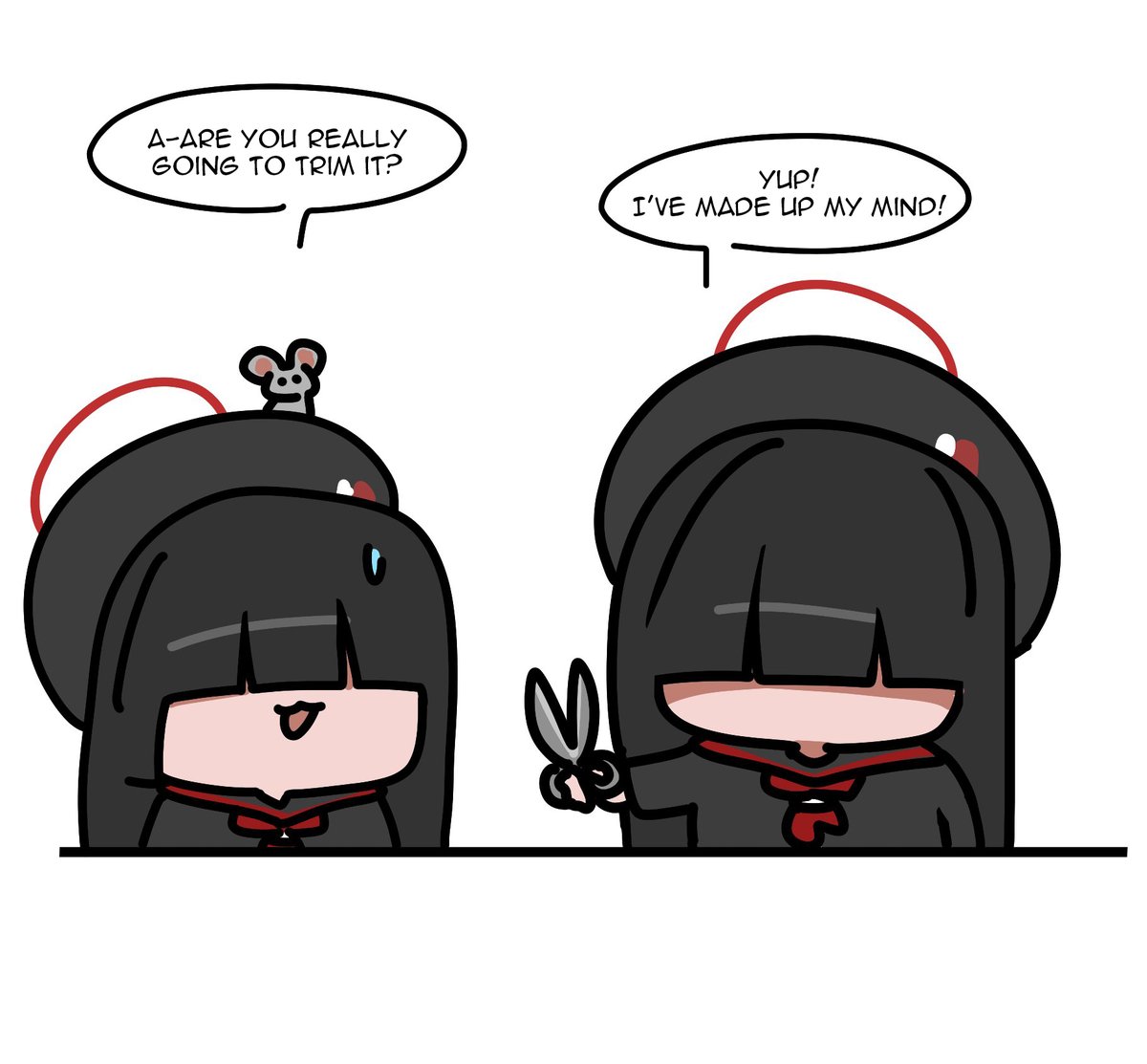RagingAsn_'s tweet photo. EN Translation by @RagingAsn_
Artist Comment: Trimming Bangs✂️

영어 번역입니다!
다음에 또 봐요! https://t.co/ItuizenUOp