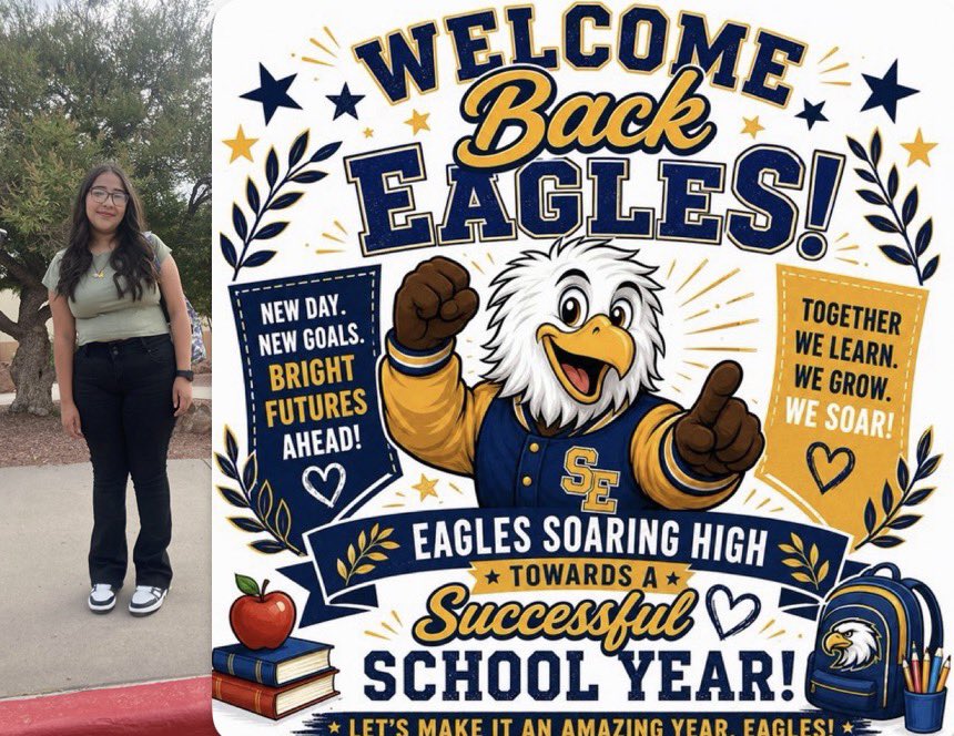 EriChavez30's tweet photo. Feliz inicio de año 2026 y tu último escalón educacional siendo una águila de San Elizario! Recuerda que fue el último deseo antes de morir de tu papá que gradúes de HighSchool AshleyAngelica Chávez si se puede! https://t.co/aGvejFEjnm