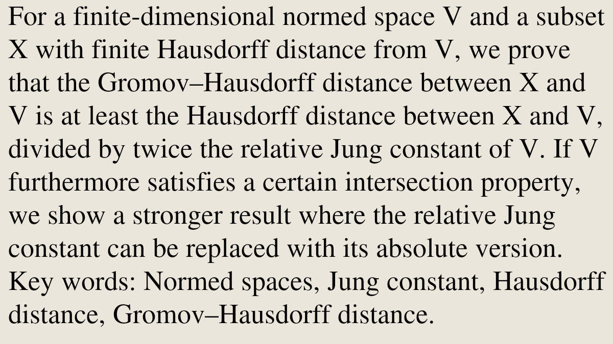 MetricGeometry's tweet photo. Gromov-Hausdorff distance and Jung constant of finite-dimensional normed spaces

Henry Adams, Semeon A. Bogatyi, Florian Frick, Daniil A. Ilyukhin, Alexander O. Ivanov, Ivan N. Mikhailov, Alexey A. Tuzhilin, Anton A. Vikhrov
https://t.co/nqVPKqVk0J [𝚖𝚊𝚝𝚑.𝙼𝙶] https://t.co/eWLMWkow53
