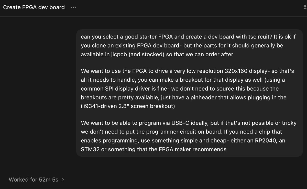 seveibar's tweet photo. generating an FPGA dev board in ~52 minutes https://t.co/M7HRFML7W5