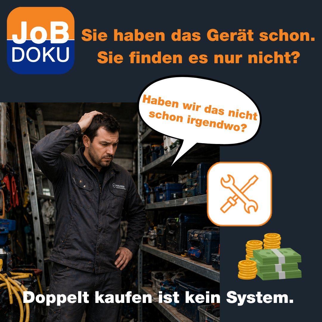 JobDoku's tweet photo. Sie haben das Gerät schon. Sie finden es nur nicht. 🛠🔧💻❓
Ohne Struktur:
• keine klare Zuordnung
• keine Transparenz
• unnötige Anschaffungen
👉 Das kostet Geld – jeden Monat.
Mit JobDoku:
• jedes Gerät ist erfasst
• Nutzung ist klar zugeordnet
• Status jederzeit sichtbar
👉 Sie wissen:
• wer es nutzt
• wo es ist
• wann es verfügbar ist
👉 Kontrolle statt Chaos.
Ergebnis: 💪✅📈💰
• weniger Kosten
• bessere Planung
• klare Verantwortlichkeiten
👉 Kostenlos testen und Ressourcen im Griff behalten: https://t.co/Ytc3iDZCRj

#Kostenkontrolle #Handwerksbetrieb #Digitalisierung #Ressourcen #handwerkerapp #jobdoku
