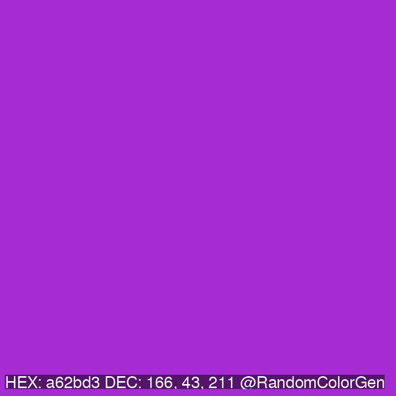 RandomColorGen's tweet photo. a62bd3
166, 43, 211 https://t.co/3lO5zJpAWc