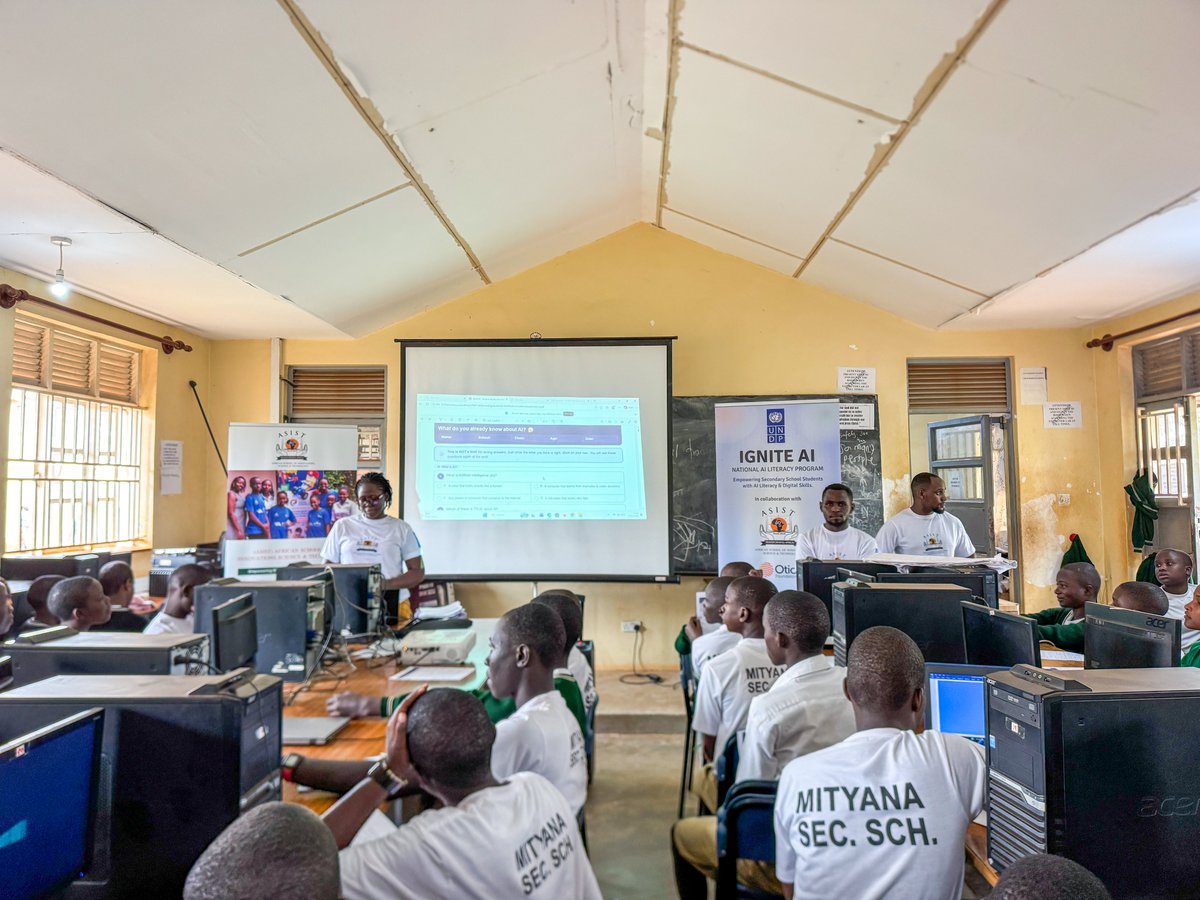 ASISTUganda's tweet photo. 📍 CENTRAL COMPLETE. EASTERN AWAITS. THE CARAVAN MOVES ON.

The dust is settling on a remarkable chapter of our #IgniteAISkills journey. Over the past days, in partnership with @UNDPUganda, @OticFoundation and @RefactoryAcademy, our caravan has woven through five districts of Buganda, leaving a trail of ignited minds in its wake. 

We've witnessed, firsthand, what access and exposure can do and now we're carrying that torch east.

📍 Mityana: The spark was lit at St. Elizabeth Girls' SS, where learners saw AI up close for the first time. From there we crossed town to St. Kizito Banda SS, where more students got ignited with AI. Our caravan looped back through Mityana one more time, closing the district out at Namungo Seed SS and Mityana SS.

📍 Kayunga: Four schools in one district. Namagabi SS opened the adventure with three hours of hands-on AI training. Kitatya Seed SS followed, then St. Kalemba Seed SS brought the tour to full gear, and Busaana SS closed the chapter on Kayunga.

📍 Sembabule: We then pushed on to Lwebitakuli Seed SS, then Sembabule COU SS, then Kawanda Seed SS, then Mateete Comprehensive SS four schools again in one district, one unbroken thread of curious young minds sparked for the AI future.

📍 Kalangala: We crossed Lake Victoria to Sserwanga Lwanga Memorial SS, and with that, the Central Region tour was officially, completely done.
Five districts. Fourteen schools. Hundreds of learners across Buganda who can now say they’ve gotten real hands-on learning with AI. Thank you to every student, teacher, and community in Mityana, Kayunga, Sembabule, and Kalangala for welcoming us.
But this is not the end. We’re off to the east!

🚌 EASTERN REGION, HERE WE COME.

Our caravan is now pointed east, and our first stop is Mayuge District, Bufulubi SS, then Waitambogwe SS. We're eager to bring the same energy to the young innovators of Busoga and beyond.

No student left behind. No community skipped. School by school. Day by day. The journey continues.
@UNDPUganda @NwanneObahor @RugyendoQuotes 
#IgniteAISkills #YoungEngineers #STEMEducation #UNDPUganda #Asist #DigitalLiteracy #FutureOfWork #TechUganda #EdTech #CentralComplete #EasternNext