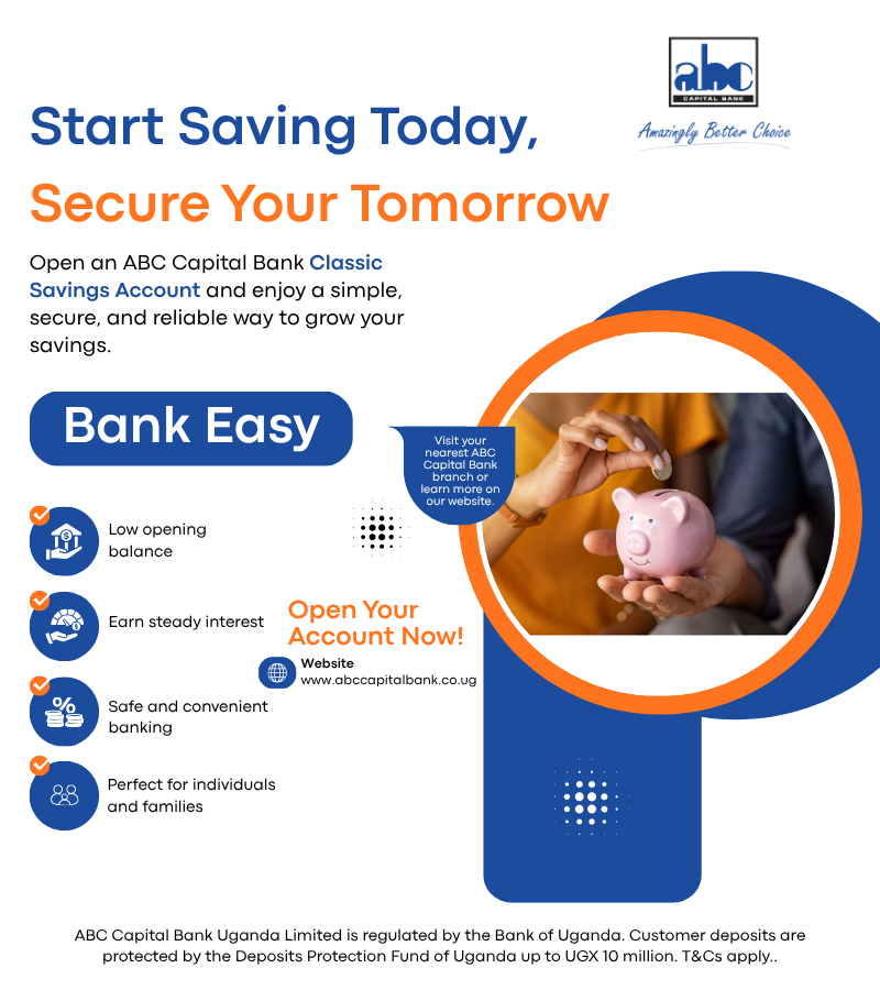 _ABCCapitalUG_'s tweet photo. Every great financial journey begins with a single step. Start building your future with the @ABCCapitalBank1 Classic Savings Account a simple, secure, and reliable way to save while earning steady interest.
Visit us today and take the first step toward your financial goals. https://t.co/44dQgdj4rG