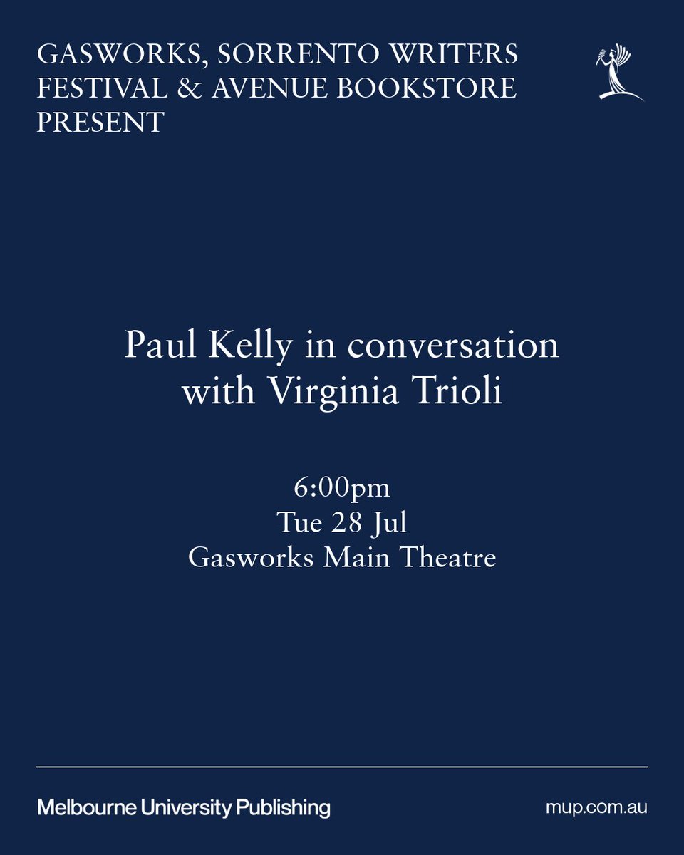 MUPublishing's tweet photo. In collaboration with Sorrento Writers Festival, Paul Kelly has two very exciting upcoming events!

More information &amp; booking details are available here: https://t.co/ppNPPa8uHg https://t.co/tYTfwAJ05Q