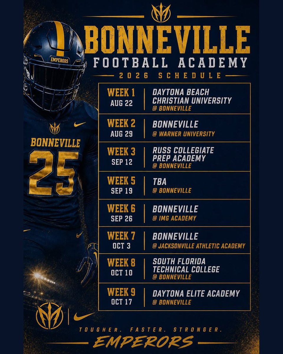 JillElizabethT's tweet photo. The wait is over … 

After a lot of changes due to multiple post grads dropping we can release our 2026 schedule. 

Almost ALL college teams!

Time to show what an Emperor is made of!!!! 🏈🏈🏈 https://t.co/BoQHN3aBBZ