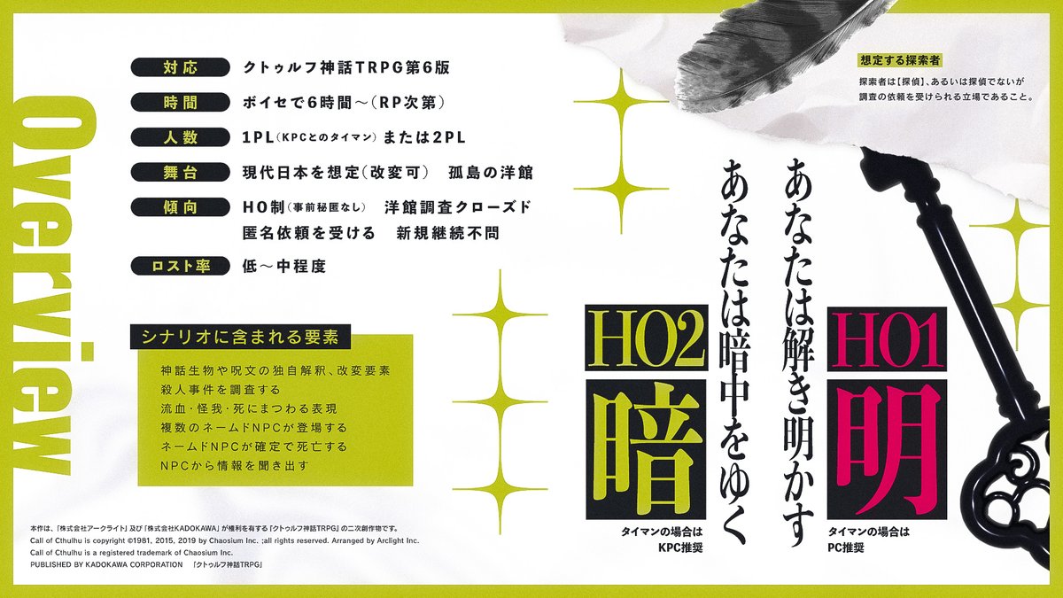 OYASUMI_nel's tweet photo. CoC6th 鴟梟の警告

🪶アップデートのお知らせ

✅NPC素材の更新
✅不足情報の追加、難易度の調整
✅一部の文章の修正

既にシナリオをお持ちの方はデータ再DLをお願いします🙏 https://t.co/sSadyfh0Zl