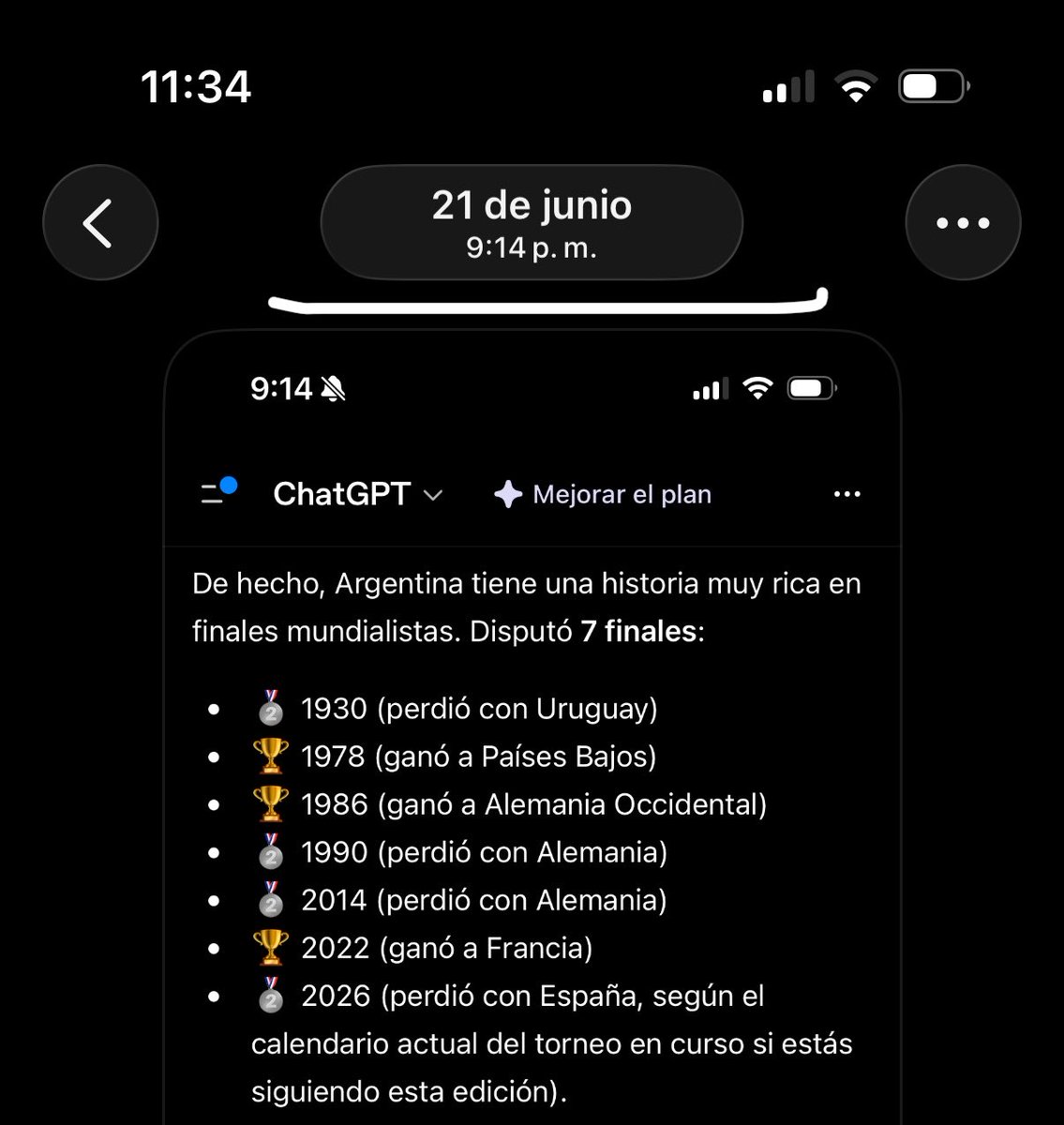 milicainoc's tweet photo. El 21 de junio, todavía estando en fase de grupos el chat me puso esto https://t.co/DDFXngOC7t