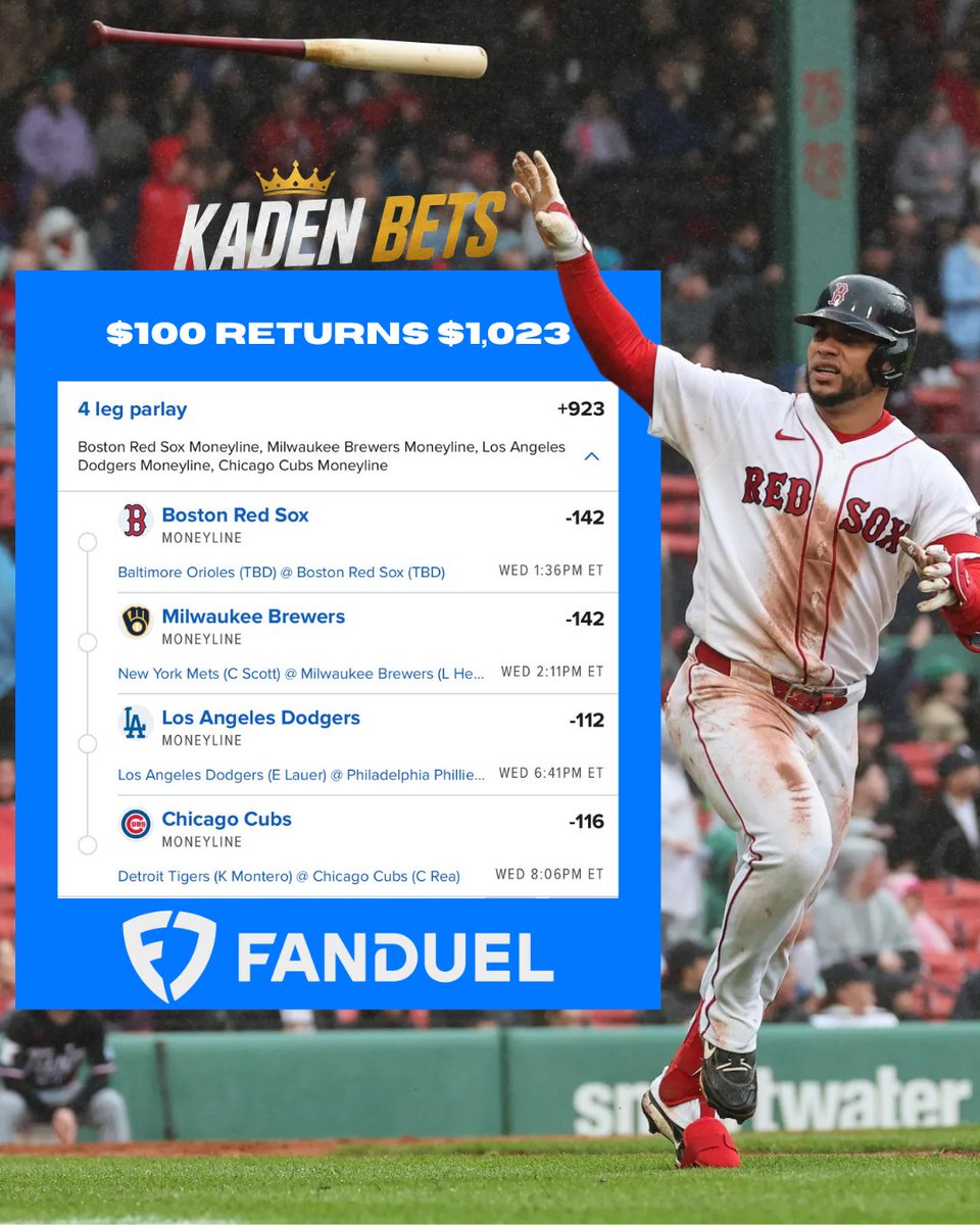 Kaden_Bets's tweet photo. MLB Moneyline Parlay 7/22⚾

🚨$25 to someone who likes and reposts if this smacks🚨

Lets have a day🔥 https://t.co/RaJhMSExL7