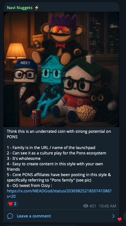 navi9000x's tweet photo. Why i think $Family makes sense to be a winner on $PONS (in the image below)

+ it has both Vlad & Ozzy lore

Vlad: https://t.co/BRzwNv46S8

Ozzy: https://t.co/yYT0L1Ao6h

Pons: https://t.co/Sz7HfAfMmi

The community also has some of CT's best bagworkers

See the vision?

Join the family 🏡

0x40e836f547653691b74c0d68fff60befe36cb024