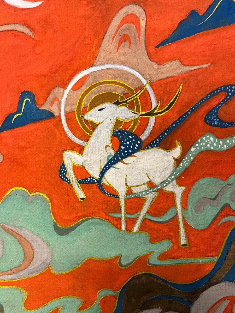 鹿　の　とうこ　つ 超爱九色鹿！以前画过一幅。