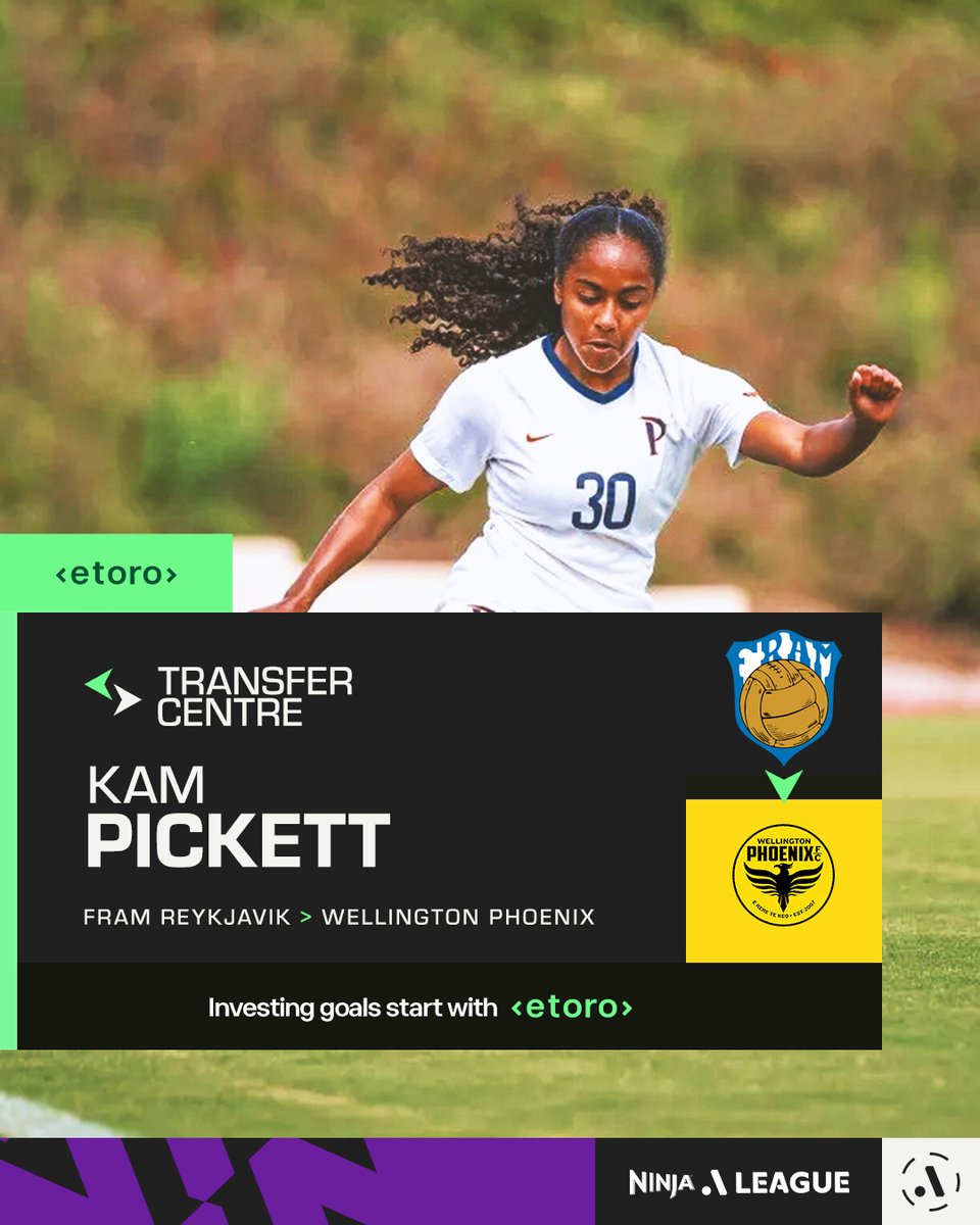 aleaguewomen's tweet photo. Wellington Phoenix have signed Kam Pickett ⚫️🟡

The American has joined from Fram Reykjavik where she played last season after four years in the US college system 💪

@eToro 

🚨 Grab a membership this week for the chance to WIN BIG: https://t.co/TJprtLqDpH https://t.co/5dCF535I50