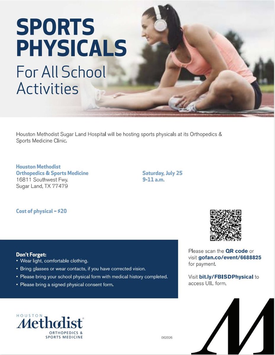 FBISDAthletics's tweet photo. Get your physical before school starts https://t.co/GqBKylzwcY