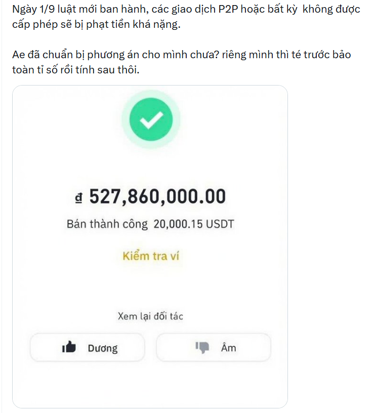 danhtran68's tweet photo. Nhiều anh em đã chọn việc cash out toàn bộ về VNĐ trước 01/09

An toàn là trên hết à, hôm trước mình xem 1 video có bác nói tham dự RWA Summit gì ở Hà Nội nói chưa có thông tin gì về sàn nội cả

Sàn cức tồ mình thấy ko đơn giản như chứng khoán đâu, ko cẩn thận là khá dễ dính hack tùm lum nên chắc sớm phải qua 2027 mới có

Đoạn này anh em quyết định sao đó? vì từ tháng 09 n���u chưa có sàn nào được cấp phép thì vẫn giao dịch bình thường trên Binance hay các sàn khác mà đúng ko nhỉ?