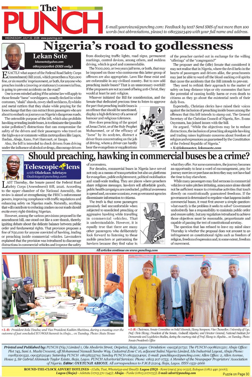 MobilePunch's tweet photo. Today's Biggest Headlines 

Here are some of the news reports that you shouldn’t miss this morning

1. Reps intensify fake agency probe, give MDAs 48-hour ultimatum

=== https://t.co/42NEUzYVVB

2. Investors shun 13 oil blocks, NUPRC plans fresh bids

=== https://t.co/U4TQzOJrbf

3. Businesses, economists back CBN’s 26.5% interest rate decision

=== https://t.co/NEfNgkoIXh

4. Flood disaster looms, FG warns 17 states

=== https://t.co/PopvQahpij

5. Ondo Speaker faces impeachment as 21 lawmakers sign notice

=== https://t.co/to469RnSe6

6. FG floats N729bn power bond August 3

=== https://t.co/Qs1VExxqtf

7. Defence minister denies quitting, threatens court action

=== https://t.co/M6rdEnMauV

8. Senate expands Safe Schools probe to TETFund, NELFUND

=== https://t.co/d8zoU1Hard

9. NSCDC busts fake Lagos varsity, rescues 107 students

=== https://t.co/pxCkfHjvk1

10. Osimhen still on Man United radar

=== https://t.co/yN12fF9v4Z

For more updates, kindly follow our page>>> https://t.co/XHVBSaNf3J