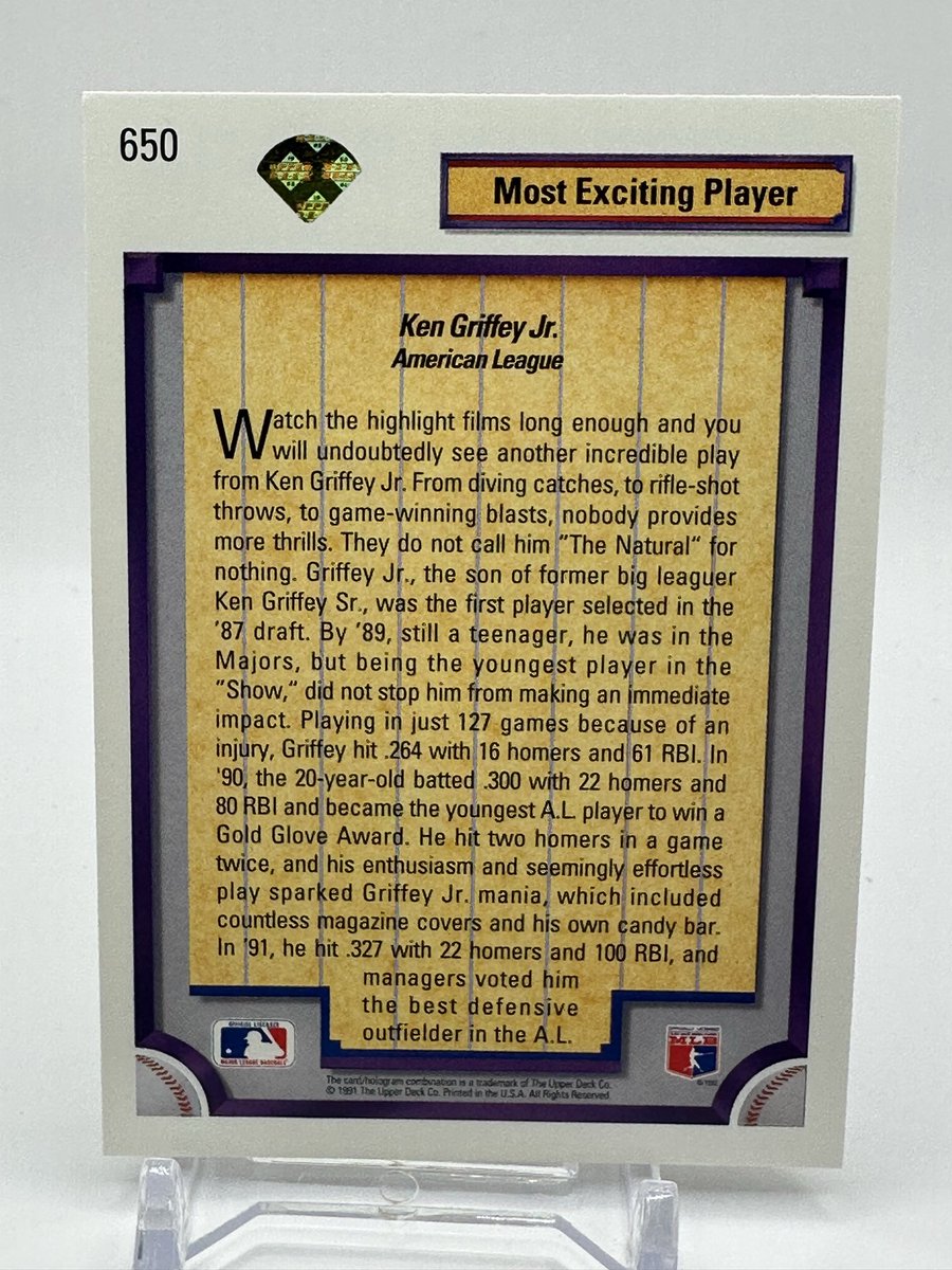 ken griffey jr holographic card All Silver Holo KEN GRIFFEY JR. 1992 ARENA