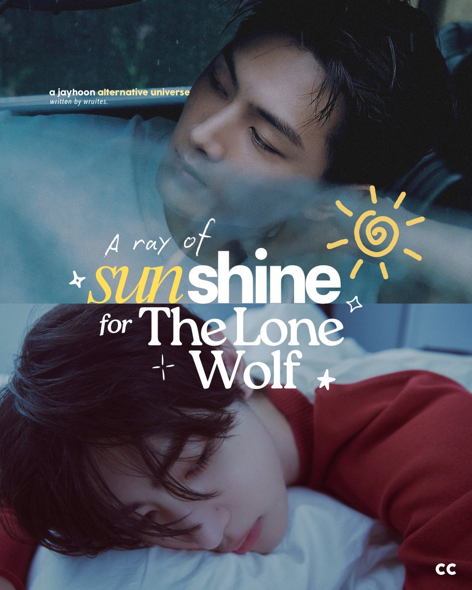 wruites's tweet photo. a ray of sunshine for the lone wolf, 
a #jayhoon au.

his days have always been slipping past in a rhythm so familiar it barely asks for his attention. until one day, an unexpected trial came—as if life had suddenly decided : udah saatnya ngacak-ngacak hidup lo yang oke itu, ash. https://t.co/BW3O6uVT54