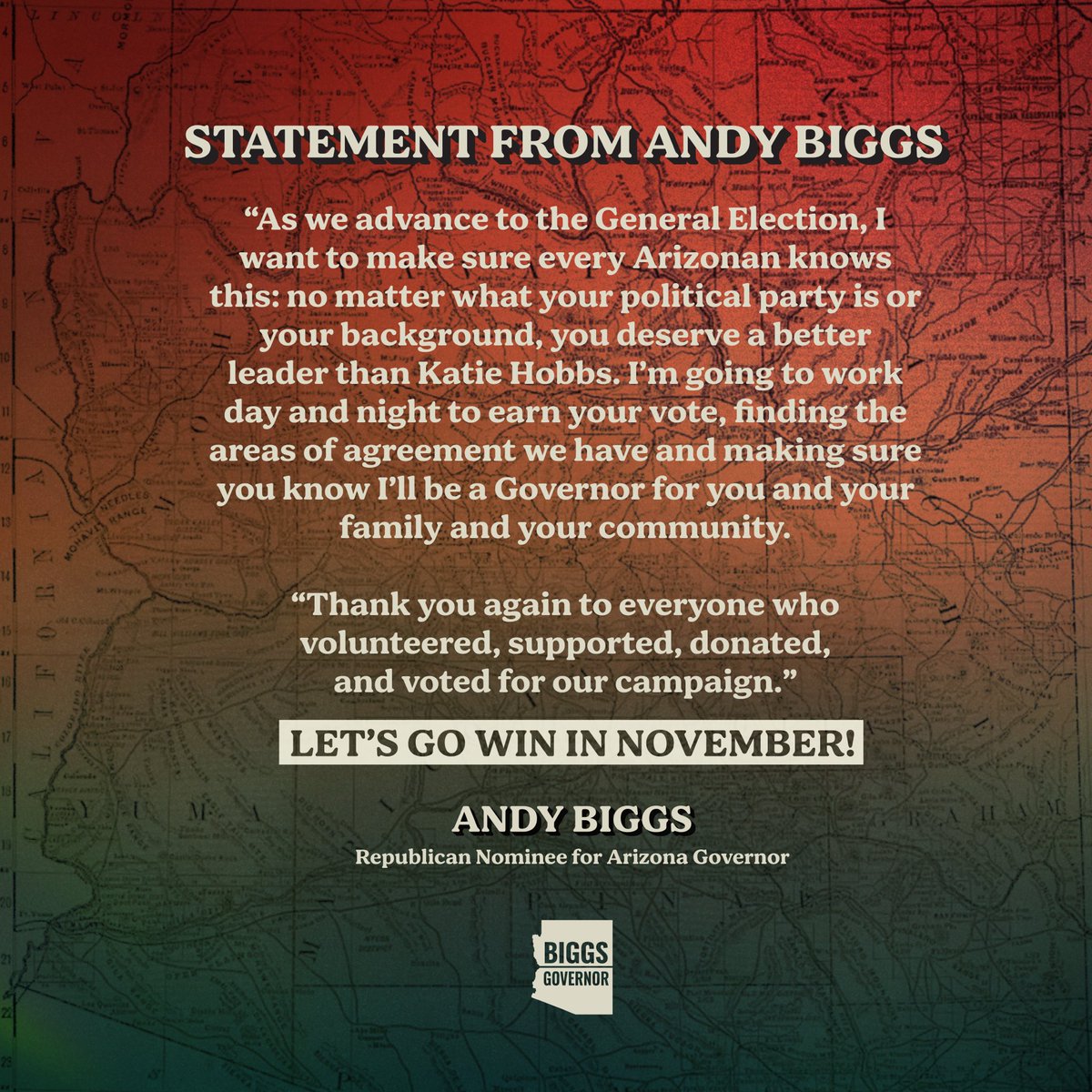 andybiggs4az's tweet photo. Let’s go WIN in November, Arizona! https://t.co/9E0E7ynCYx