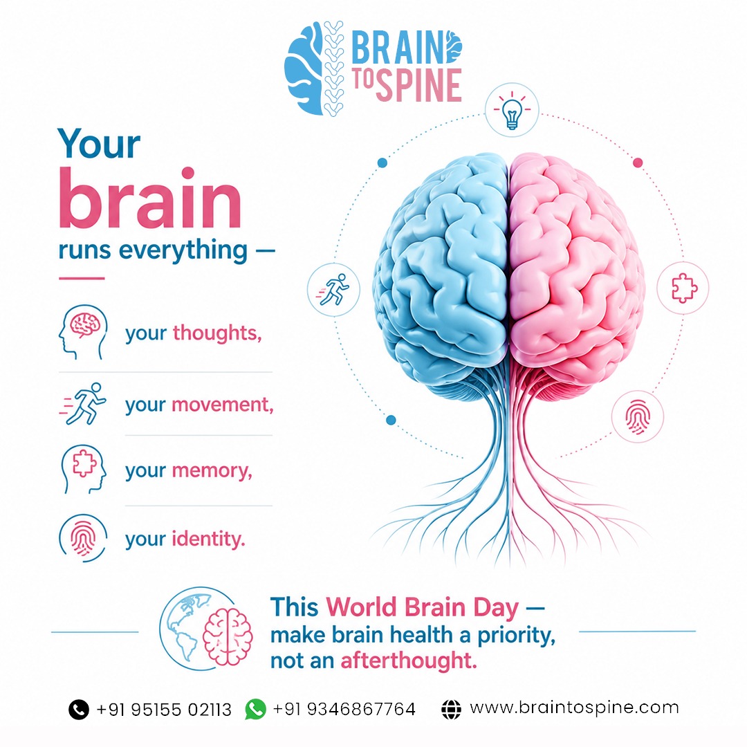 mybrain2spine's tweet photo. Your brain is irreplaceable. This #WorldBrainDay, don't ignore warning signs of neurological conditions like stroke, epilepsy, brain tumours, Parkinson's, TBI, and dementia. Early diagnosis can save lives. 
#BrainHealth #NeurosurgeonHyderabad https://t.co/o70fPEkitd