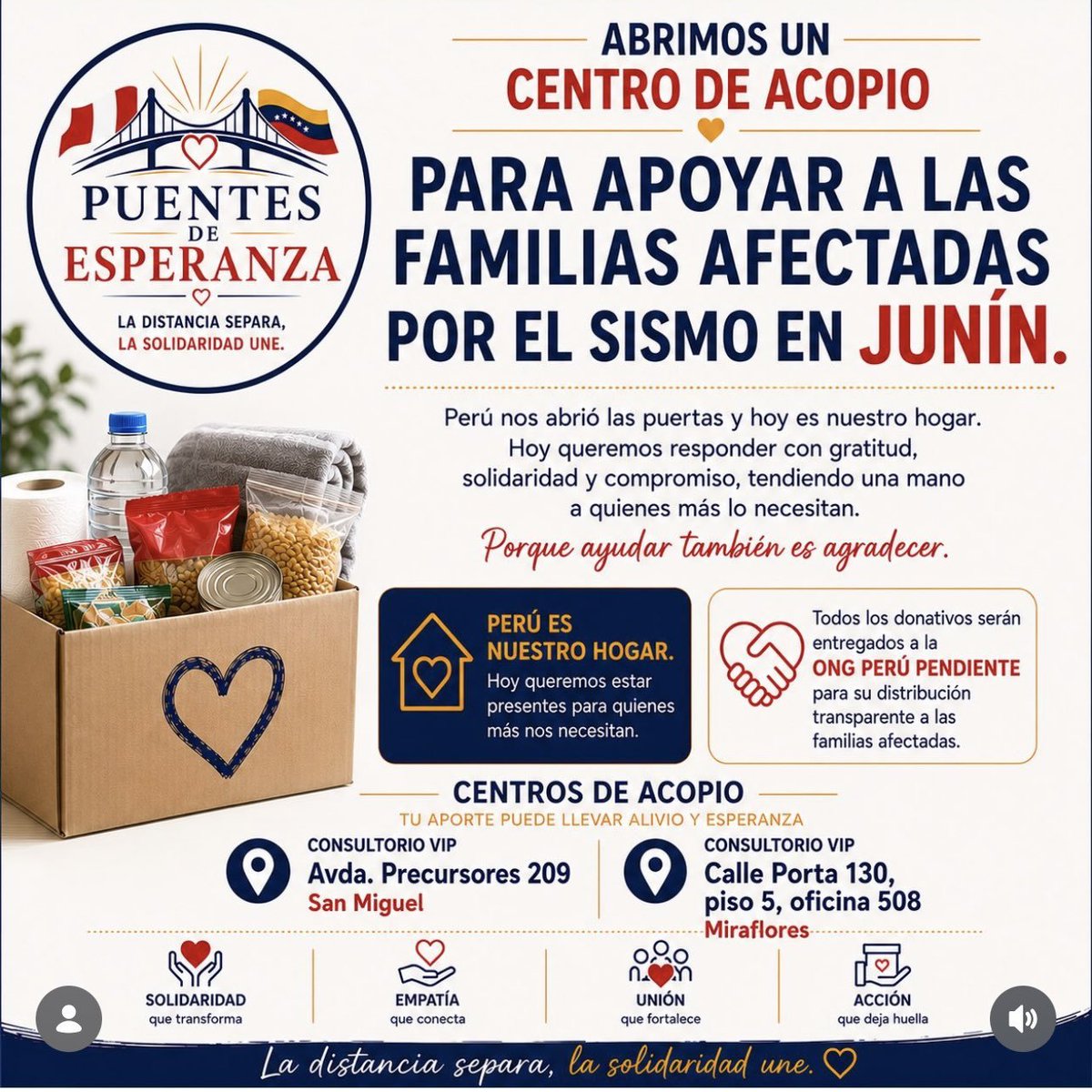 kmxslvs's tweet photo. Gente hay que difundir canales de apoyo para nuestros hermanos damnificados de Junín tras el fuerte sismo ocurrido el 18 de julio!! Necesitamos que esto se difunda y se logre un avance lo más pronto posible https://t.co/rsv49BNf0S