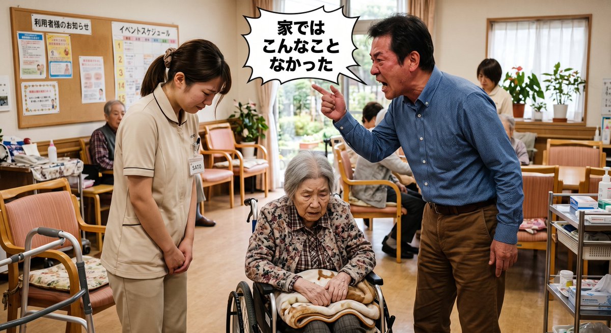Carekoto17's tweet photo. 介護施設のクレームで「家ではこんなことなかったのに！」みたいなことで怒る人いるけど、家で面倒見きれなくなったから入居したんですよね？ https://t.co/Mte1loDWAd