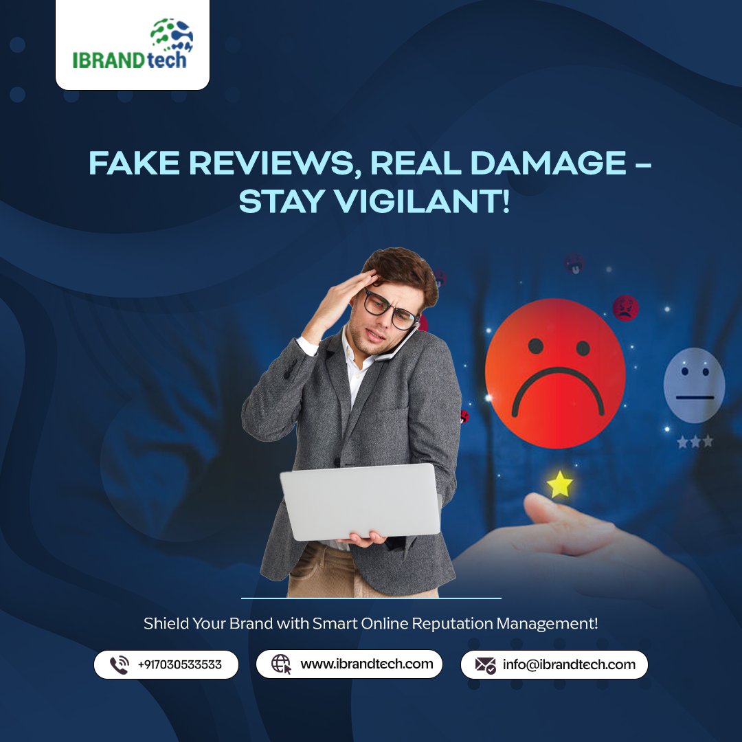 IbrandDtech's tweet photo. Fake reviews can do more than hurt your ratings—they can damage customer trust, impact buying decisions, and slow your business growth.
For more details visit https://t.co/mERROXnOaf or call on 7030533533.
#OnlineReputationManagement #ORM #BrandProtection #BusinessGrowth https://t.co/xoBPUweaWb