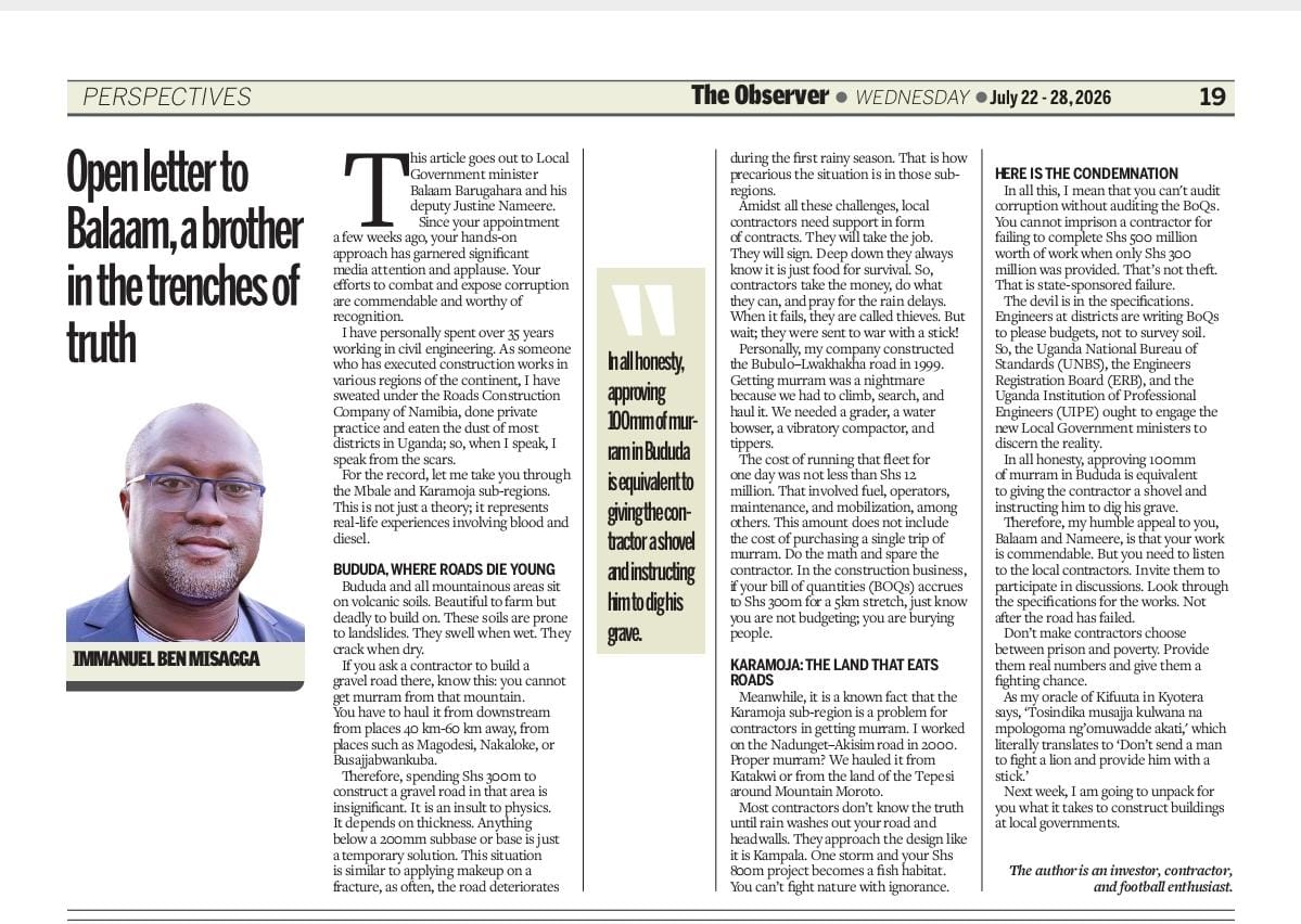 BenMisagga's tweet photo. The only new for you to read as you enjoy the news @observerug grab and get a copy. Our God will not be on your side if the gods from Kifuuta Kyotera Buddu don't see you reading the @observerug of today @UIPE_Uganda @Thomas_Tayebwa @TumukundeTT @investigator_ug https://t.co/s6M8YTzXT1